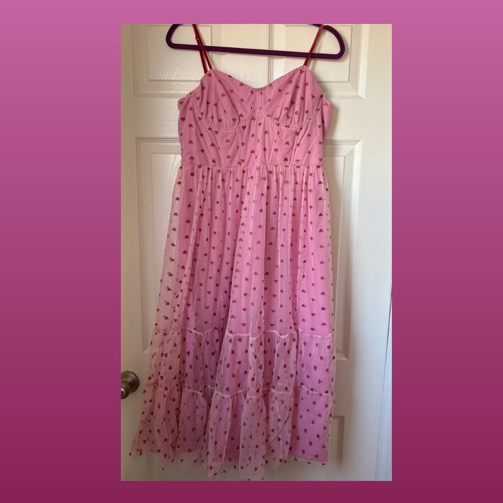 Pink Heart Patterned Dress